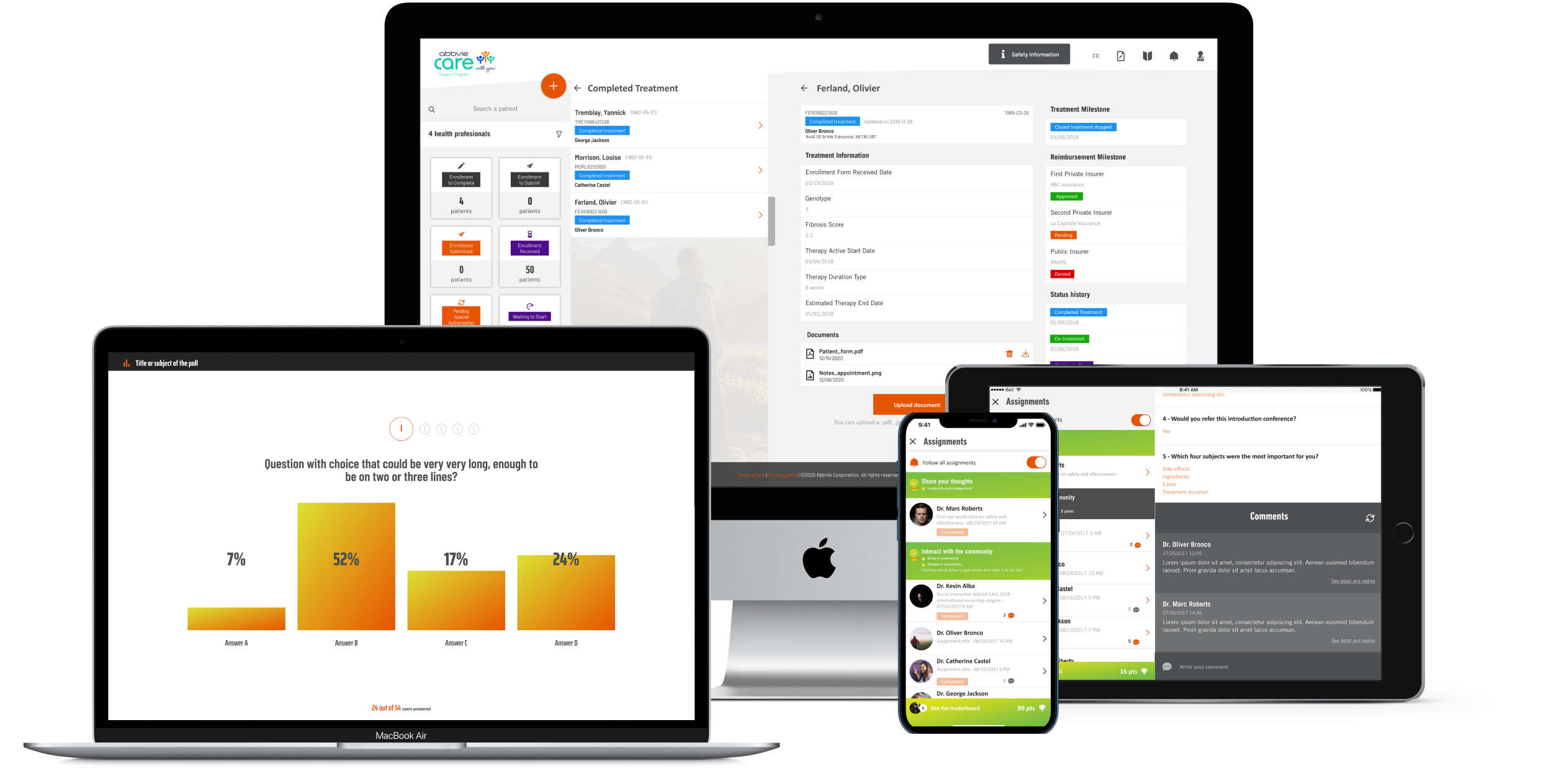 Abbvie ecosystem representing mobile app, Web app and management console
